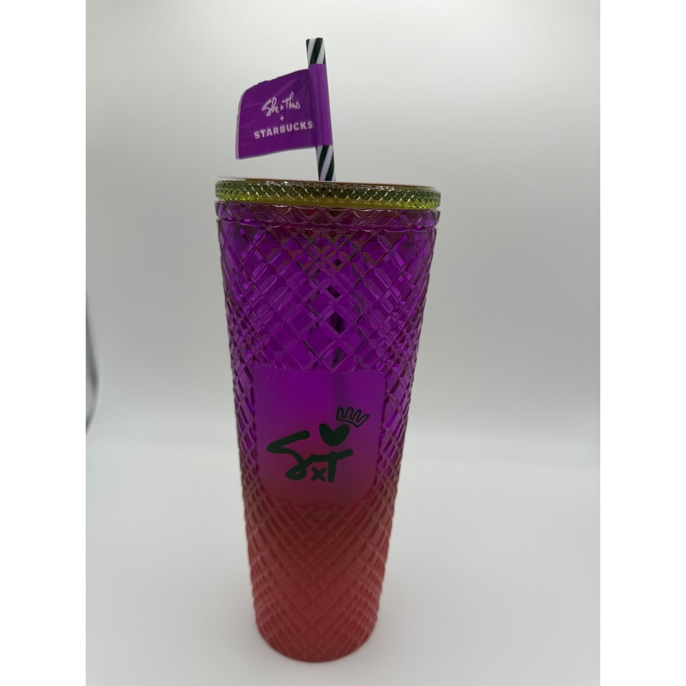 Starbucks x Shae Anthony She x This Purple Red‎ Ombre Grid 24oz Cold Cup Tumbler